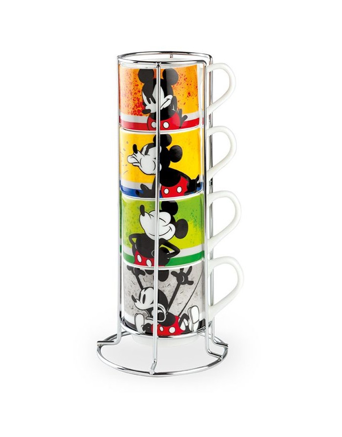 Egan : Mickey Mouse, Set 4 tasses expresso empilables avec support